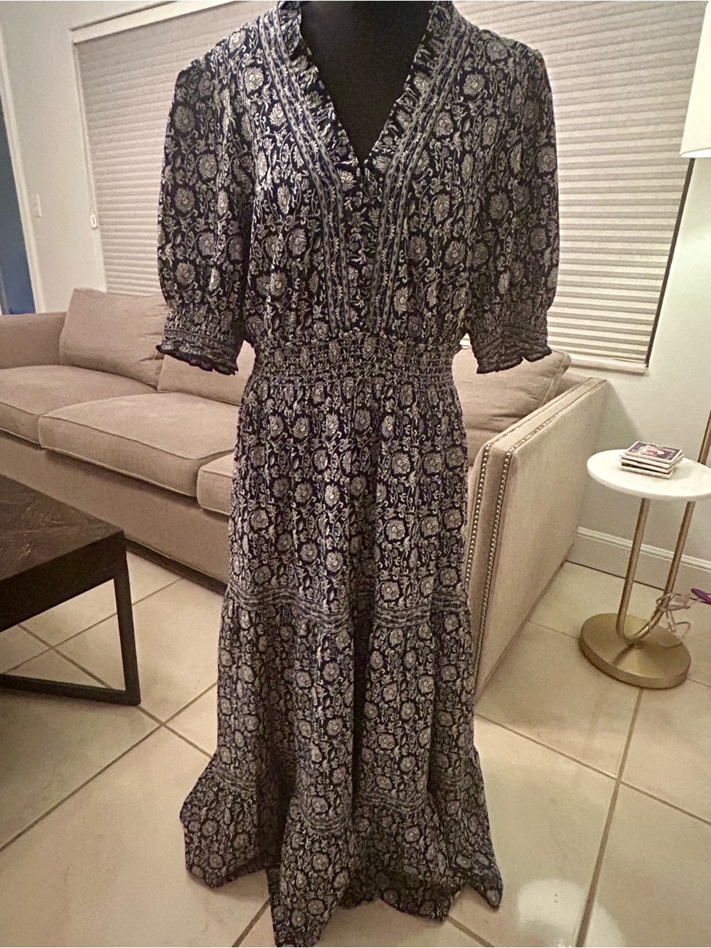 Max Studio Navy Floral Maxi Dress